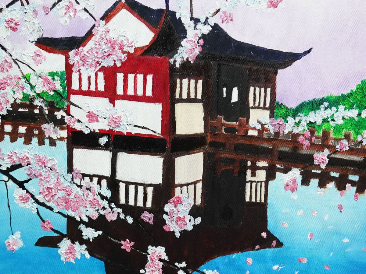 『西湖曲院風荷-油畫』陳季函（七年級）