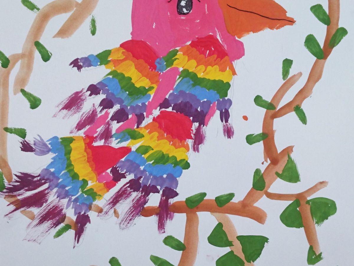 『彩虹手印鸚鵡』-[兒童繪畫班]