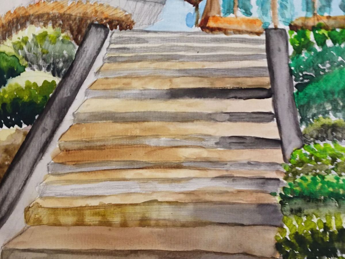 階梯/寫生水彩練習–【兒童繪畫班】
